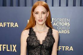 Jessica Chastain Stuns in Custom Black Lace Armani Gown at 2024 SAG Awards