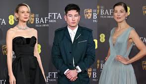 Barry Keoghan Stuns in Teal Burberry Suit & Rosamund Pike Shines in Sheer Dior Dress at BAFTA Film Awards 2024