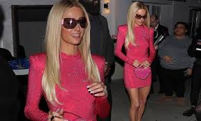 Paris Hilton Shines in Pink Mini Dress at UTA Oscars Party