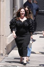 Melissa McCarthy Stuns in Black Dress on Jimmy Kimmel Live!