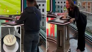 Surprise Birthday Celebration for Laura Woods by ITV Staff During Euro 2024 Coverage